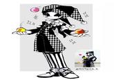 Fan art of Pestrica the jester juggling. The art was drawn by @mangolord086.