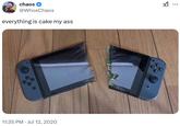 A Real or Cake meme based on the Nintendo Switch Broken in Half image