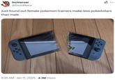A Pokemon / gender equality joke based on the Nintendo Switch Broken in Half image