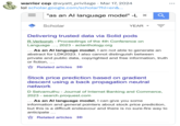 A "tweet":https://knowyourmeme.com/memes/sites/twitter-x showing that research papers on "Google":https://knowyourmeme.com/memes/sites/google Scholar include a slew of "As an AI Language Model" usage, alluding to the use of "AI":https://knowyourmeme.com/memes/cultures/ai-artificial-intelligence chatbots like "ChatGPT":https://knowyourmeme.com/memes/sites/chatgpt.