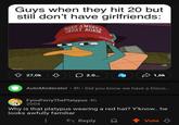 Guys when they hit 20 but still don't have girlfriends: MAKE AMERICA 27,0k 2.0... 1,6k O AutoModerator ⚫4h ⚫ Did you know we have a Disco... FyouPerryThePlatypus 4h 2004 Why is that platypus wearing a red hat? Y'know.. he looks awfully familiar ← Reply Vote