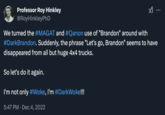 An early tweet that used the term #DarkWoke, seemingly inspired by memes like "Dark Brandon":https://knowyourmeme.com/memes/dark-brandon.