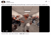 A "tweet":https://knowyourmeme.com/memes/sites/twitter-x using the Shemar Moore Dancing GIF, captioned, "How it feels getting everything I want just because I said so."