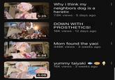 A redraw of a YouTube video titled "mom found the yaoi" and several other thumbnails. The redraw depicts the YouTuber as characters from limbus company.