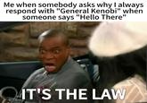 Me when somebody asks why I always respond with "General Kenobi" when someone says "Hello There" IT'S THE LAW DISNEY