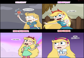 The first two panels refer to the "2009 Nickelodeon pilot":https://archive.org/details/svtfoe-nickelodeon-pitch and the "2011 Disney Channel pilot":https://lostmediawiki.com/Star_and_the_Forces_of_Evil_(found_pitch_pilot_of_Disney_Channel_animated_series;_2011) for the series, both leaked online on January 2025 and June 2023 respectively.