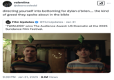 A "tweet":https://knowyourmeme.com/memes/sites/twitter-x joking about the director of _Twinless_ making the movie so that he could portray himself "bottoming" for Dylan O'Brien.