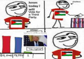 hmm today i will Vote for a Third Party. clueless I winner Trump says U.S. will take over Gaza Strip By Reuters February 5, 2025 10:04 AM GMT+10 Updated 2 hours ago 80,000 79,999 1 "No rights!" QA < Vote