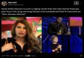 Spanish actress "Karla Sofía Gascón":https://knowyourmeme.com/memes/events/karla-sofia-gascon-offensive-tweets, who was nominated for the Best Actress "Oscar":https://knowyourmeme.com/search?q=oscar award for her work in "_Emilia Pérez_":https://knowyourmeme.com/memes/subcultures/emilia-perez-2024, wrote a tweet that described the 2021 Oscars a "festival afrokoreano" or "Afro-Korean Festival" in 2021. The tweet was presumably directed at "Daniel Kaluuya":https://knowyourmeme.com/memes/chris-crying and Youn Yuh-jung winning Oscar awards that year.