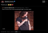 "Natalie Cuomo's Crowdwork Crashout" clip was universally criticized by viewers on X, who called her response a "crashout":https://knowyourmeme.com/memes/crashout-crash-out, and criticized the comedian's inability to crush off an awkward heckler interaction. The "viral video":https://knowyourmeme.com/memes/viral-videos shows comedian Natalie Cuomo shouting down a heckler at a comedy show she was performing at. After the heckler says, "I can roast you too," Natalie Cuomo pauses her set to berate him, telling him "it is such a hard time in this world right now," "you're putting negative energy out there," and "it's the last show of my weekend," while repeatedly saying "look me in the eye."