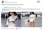A "tweet":https://knowyourmeme.com/memes/sites/twitter-x about "Kylie Jenner":https://knowyourmeme.com/memes/people/kylie-jenner trying to reheat Lily-Rose Depp's nachos.