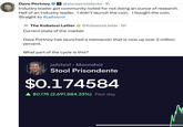 Dave Portnoy @stoolpresidente. 1h Industry leader got community noted for not doing an ounce of research. Hell of an industry leader. I didn't launch the coin. I bought the coin. Straight to #jailstool TKL The Kobeissi Letter Current state of the market: @KobeissiLetter . 5h Dave Portnoy has launched a memecoin that is now up over 2 million percent. What part of the cycle is this? jailstool. Moonshot Stool Prisondente $0.174584 ▲ $0.175 (2,691,584.33%) Past day