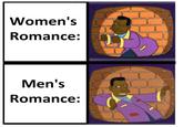 An "exploitable":https://knowyourmeme.com/memes/exploitables "redraw":https://knowyourmeme.com/memes/redraw part of a trend that grew popular on X / Twitter in February 2025. The trend sees internet users joking about the differences (or lack thereof) between men's and women's romance fiction.
