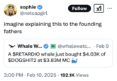 A "quote tweet":https://knowyourmeme.com/memes/quote-retweets-qrts making fun of the $RETARDIO Whale tweet from the "cryptocurrency":https://knowyourmeme.com/memes/cultures/cryptocurrency and "meme coins":https://knowyourmeme.com/memes/meme-coins community on "Twitter / X":https://knowyourmeme.com/memes/sites/twitter-x.