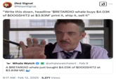 A "quote tweet":https://knowyourmeme.com/memes/quote-retweets-qrts making fun of the $RETARDIO Whale tweet from the "cryptocurrency":https://knowyourmeme.com/memes/cultures/cryptocurrency and "meme coins":https://knowyourmeme.com/memes/meme-coins community on "Twitter / X":https://knowyourmeme.com/memes/sites/twitter-x.