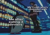 I'm fit to an extent | /r/memes A "meme":https://knowyourmeme.com/memes/memes that "object labels":https://knowyourmeme.com/memes/object-labeling, "Me after eating 3 dinners," on the image of a penguin and a "goth":https://knowyourmeme.com/memes/cultures/goth girl in a grocery store aisle.