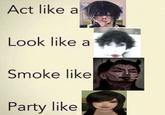 Act like a Look like a Smoke like Party like