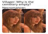 Villager: Why is the cemetery empty? Necromancer: