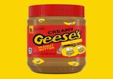 190 CALORIES 8g PROTEIN PER SERVING SEE NUTRITION INFORMATION FOR TOTAL FAT, SATURATED FAT CONTENT CREAMY Geese's PEANUT BUTTER NET WT 1 LB 2 OZ (510 g) 80 80