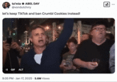 Tweet about Crumbl Cookies, a franchise chain of bakeries that specialize in cookies. The brand is known for its consumer-generated marketing and strong social media presence. Crumbl Cookies is also often criticized for making oversized and calorically dense products.