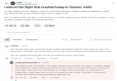A female passenger rescued from the flipped Delta Air Line plane hosted an AMA on Reddit and answered questions about her experience surviving a plane crash. The post gathered over 13,000 points in a day.