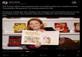 <a href="https://www.theguardian.com/books/2025/feb/17/a-great-shock-julianne-moores-childrens-book-under-review-by-trump-administration">The Guardian:</a>

Last Monday, the Department of Defense circulated a memo stating that it is examining library books “potentially related to gender ideology or discriminatory equity ideology topics”. After access to all library books was suspended for a week for a review, a “small number of items” were identified and have been kept for “further review”, it said.

Moore’s Freckleface Strawberry, a story about a girl who dislikes her freckles but learns to live with them, is among the books caught up in the blanket review, according to a list obtained by the Guardian. However, it is not known whether the title was selected for further review or for withdrawal.