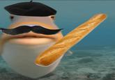 Goofy Ahh Pictures meme A fish with a beret and mustache is holding a baguette