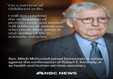 "I'm a survivor of childhood polio. I will not condone the re-litigation of proven cures, and neither will millions of Americans who credit their survival and quality of life to scientific miracles." Sen. Mitch McConnell joined Democrats in voting against the confirmation of Robert F. Kennedy Jr. as health and human services secretary. NBC NEWS