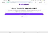 16:05 Yahoo yahoo! C Vol) + 1 Too many attempts The verification code was entered incorrectly too many times. Try again tomorrow or go to Help for more options. ||| = Go to Help Close >