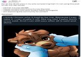 Sessu @iamsessu For all the 18-20 y/o's in my arts complaining that I'm not using this post to call out real issues: -partner is a cop (ACAB) - makes content with Trump Furries (Facists) - makes content with DHC suiters (p--- apologists) - still exploiting the community for content Satisfied? I think I know why it had to be me. Because I can take it. I can shake it off, like my idol Taylor Swift once said. And I can still uwu after all is said and done.