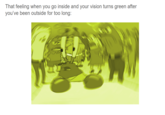 That feeling when you go inside and your vision turns green after you've been outside for too long: