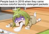 People back in 2018 when they came across colorful laundry detergent packets: imgflip.com