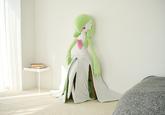 Photos of the life-sized Gardevoir stuffed toy that became available for purchase in Japan in early February 2025. The large plush was part of a "Psycho Cyber" series of special edition Psych-type Pokémon-themed items sold by the Pokémon Center Japan. Given Gardevoir's fan following, the release of the plush prompted many internet users to post memes and jokes about people treating the life-sized plush in a romantic manner.