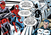 THIS IS A RANDOM DRUG TEST! HAND OVER A URINE SAMPLE, SPIDER-MAN! WHAT? I DON'T EVEN WORK FOR YOU, D------. FUNNY, THAT'S EXACTLY WHAT SOMEONE WHO WAS OFF THEIR T--- ON KETAMINE WOULD SAY! Moon Knight-core