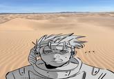 A Trigun Vash version of the Dan Hentschel in the Desert meme.