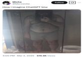 Tweet mocking a viral post that reimagined ChatGPT to look like a handsome young man. In early 2025, a number of viral TikToks, Reels, and tweets, typically made by young women, portrayed the AI chatbot as a young man with brown hair, brown eyes, and glasses, painting "him" as a nerdy but attractive person. The posts inspired viral memes and posts that mocked the idea of imagining ChatGPT as a person.