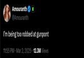 Amouranth @Amouranth I'm being too robbed at gunpont 11:55 PM Mar 2, 2025 12.3M Views