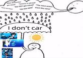 An exploitable meme based on a Chinese "I don't car" edit of an original webcomic by @constantbageltherapy. The comic shows a circle, presumably the sun, forming a speech-bubble-cloud raining down on a smiling teddy bear. The comic is altered to show Chinese text that reads, "Your English sucks," even as the @hlamouo's mascot smiles as says, "I don't car."