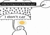 An exploitable meme based on a Chinese "I don't car" edit of an original webcomic by @constantbageltherapy. The comic shows a circle, presumably the sun, forming a speech-bubble-cloud raining down on a smiling teddy bear. The comic is altered to show Chinese text that reads, "Your English sucks," even as the @hlamouo's mascot smiles as says, "I don't car."