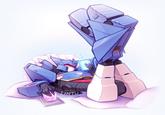 A redraw of the cover for the 1955 book "Crackers In Bed." The redraw features Soundwave from Transformers.