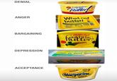 DENIAL ANGER NEW LOOK I can't believe it's not Butter Original 70% What, not butter! for a delightful butterlike taste BY D 2kge BARGAINING Gold Soft Could it be Butter? DEPRESSION unbelieveable ZA This is not butter ACCEPTANCE T Unbelieveable This is not butter INSALTED KOSHER FOR PASSOVER UNSALTED Margarine KOSHER PASSOVER