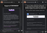 Instagram Story posts by Ethan Klein. The Stories reveal that the H3 Twitch channel ban appeal was denied, then the account was reinstated.