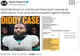 (H-R Hater Report @HaterReport_ Odell Beckham Jr. and Druski have been named as defendants in an amended complaint against Diddy. DIDDY CASE 2 1 Shawn R. Perez, Esq. Nevada Bar No. 10421 Law Offices of Shawn R. Perez 3 7121 W. Craig Road, #113-38 Las Vegas, Nevada 89129 4 (949) 492-9545 Telephone 5 (702) 485-3977 Telephone shawn711@msn.com 6 Ariel Mitchell, Esq. (pro hac vice) 7 The Law Office of Ariel Mitchell, P.A. 500 NW 2nd Ave. #12864 8 Miami, FL 33101 Tel: (305) 903-5835 9 ariel@arielesq.com 10 Attorneys for Plaintiffs 11 UNITED STATES DISTRICT COURT FOR THE NORTHERN DISTRICT OF CALIFORNIA 12 ASHLEY PARHAM, 13 JANE DOE, and Case No.: 3:24-cv-07191-RFL JOHN DOE 14 Plaintiffs, 15 v. AMENDED COMPLAINT 16 17 SEAN COMBS a/k/a "P. Diddy," "Puff Daddy," "Love," "Puffy" and "Diddy, KRISTINA KHORRAM, DEMAND FOR JURY TRIAL ODELL BECKHAM JR. 18 19 SHANE PEARCE, RUBEN VALDEZ 20 JOHN PELLETIER 21 22 23 BRANDI CUNNINGHAM, DREW DESBORDES a/k/a "Druski," JACQUELYN WRIGHT a/k/a "Jaguar Wright", HELENA HARRIS-SCOTT, MATIAS GONZALEZ, JANICE COMBS, 24 KEITH LUCKS a/k/a "Big Homie CC," and JOHN and JANE DOES 1-10 Dolphins 8:46 PM Mar 9, 2025 3.5M Views 25 Defendants. ...