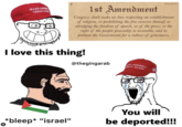 A "soyjak":https://knowyourmeme.com/memes/soy-boy-face-soyjak comic following the "Soyjaks vs. Chads":https://knowyourmeme.com/memes/soyjaks-vs-chads template contrasting "MAGA":https://knowyourmeme.com/memes/make-america-great-again-maga and "pro-Palestine":https://knowyourmeme.com/memes/free-palestine  activists.
