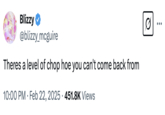 Theres a level of chop hoe you can't come back from 0 Blizzy ❤ @blizzy_mcguire Theres a level of chop hoe you can't come back from • 10:00 PM Feb 22, 2025 .451.8K Views ...