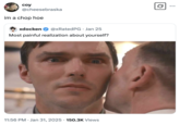 im a chop hoe coy @cheesebraska im a chop hoe xdocken @x----- PG. Jan 25 Most painful realization about yourself? 11:56 PM Jan 31, 2025 150.3K Views Q : ...