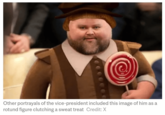 Other portrayals of the vice-president included this image of him as a rotund figure clutching a sweat treat Credit: X