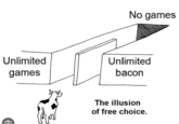 Unlimited games C No games Unlimited bacon The illusion of free choice.
