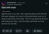 /r/osamason A "Reddit":https://knowyourmeme.com/memes/sites/reddit post in the /r/osamason subreddit about the "viral video":https://knowyourmeme.com/memes/viral-videos leak on "Twitter / X":https://knowyourmeme.com/memes/sites/twitter-x.