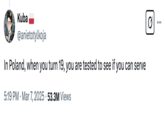A March 7th, 2025 tweet that reads, "In Poland, when you turn 19, you are tested to see if you can serve," originally written in reference to mandatory military service in Poland. The tweet was adopted by "Stan Twitter":https://knowyourmeme.com/memes/cultures/stan-twitter users to share videos of their favorite pop stars, actors, and public personalities "serving":https://knowyourmeme.com/memes/serving-c---. 